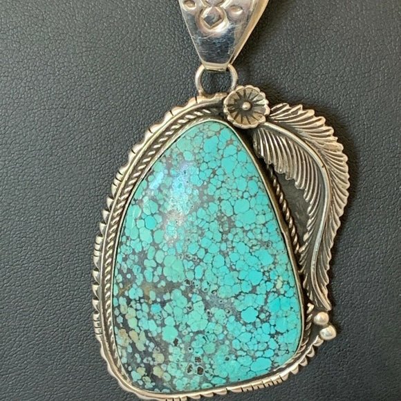 Men's Navajo Turquoise Necklace Pendant Length 20 - Picture 9 of 12